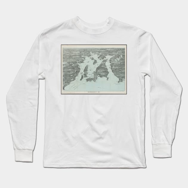 Vintage Pictorial Map of The Narragansett Bay (1907) Long Sleeve T-Shirt by Bravuramedia